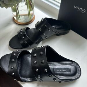 Lafayette 148 Black Studded Sandals